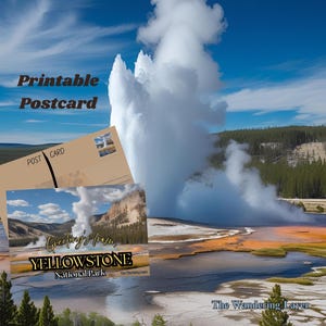 Carte postale numérique du parc national de Yellowstone/téléchargement instantané/souvenir de voyage imprimable/