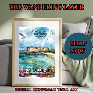 Wydruk Parku Narodowego Dry Tortugas: Krajobraz wybrzeża Florydy (pobranie cyfrowe)