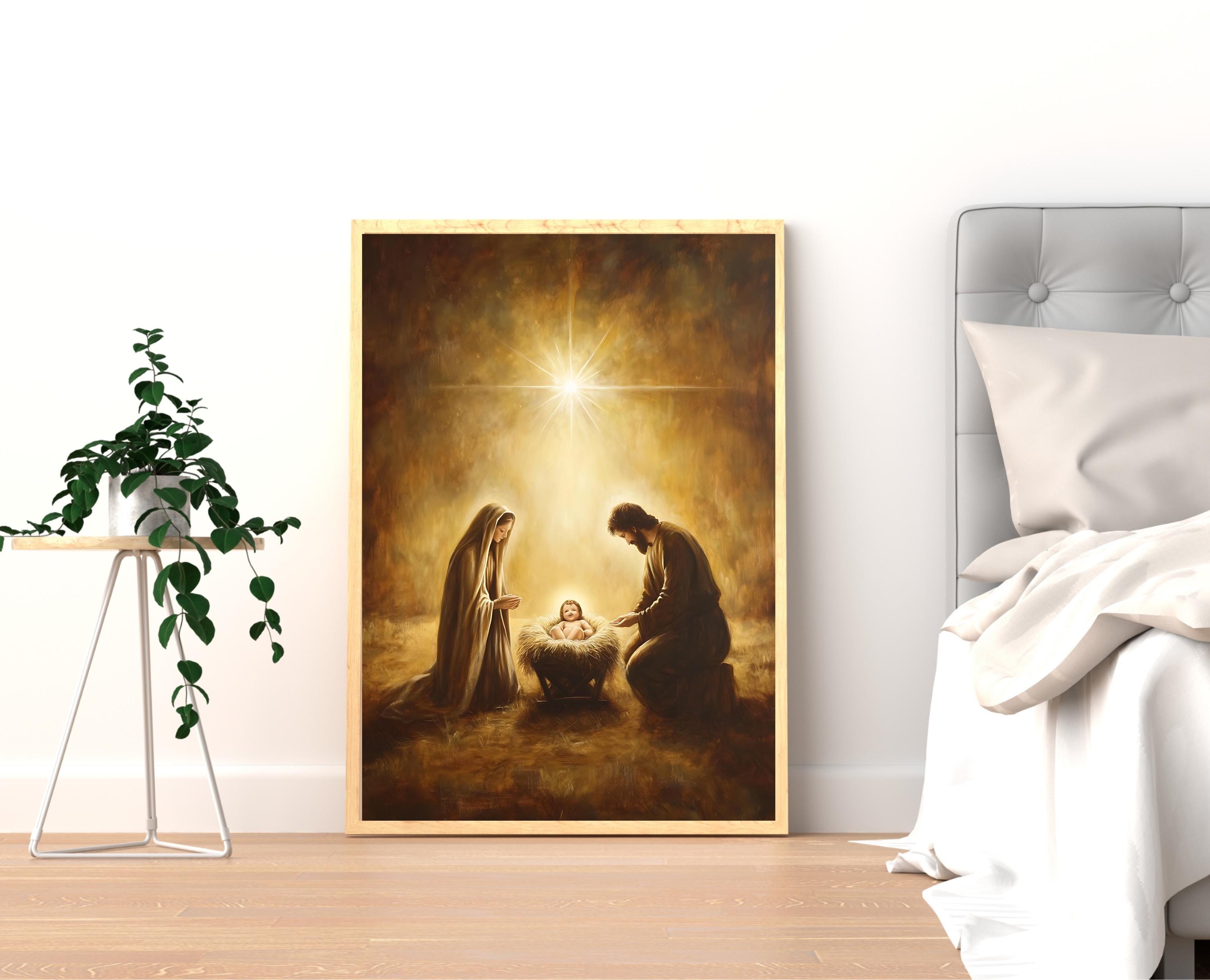 キリスト降誕の場面のプリント：ベツレヘムのイエス、キリスト教の