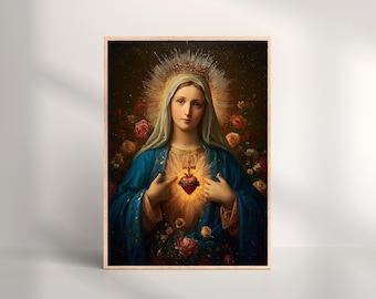 Immaculate Heart of Mary Print Digital Download | Marian Art, Catholic ...