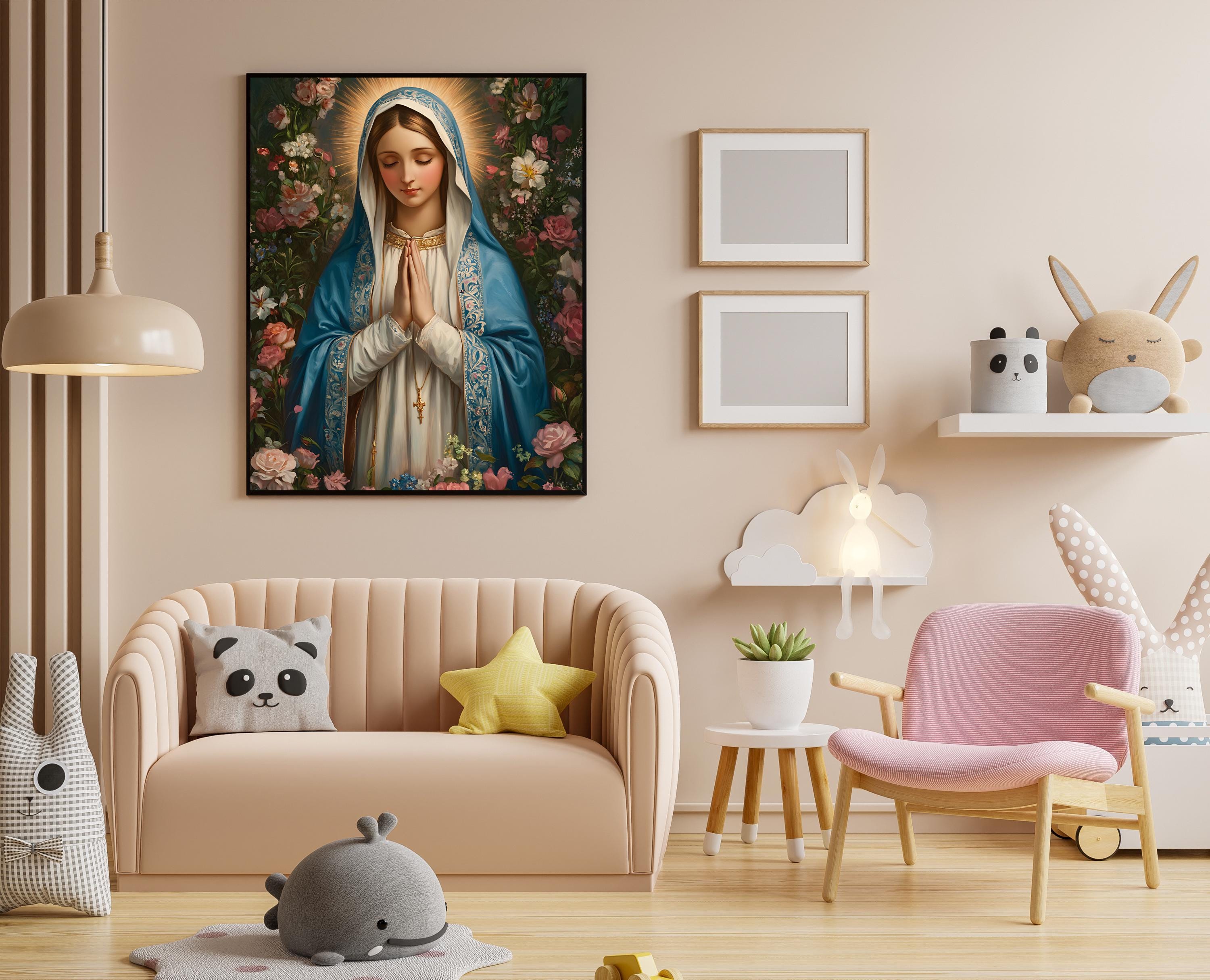 聖母マリアの版画、聖母マリアの静かな祝福、カトリックのキリスト教の