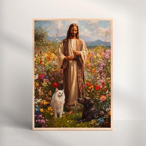 Jesus Loves Dogs and Cats Print: Christian Pet Memorial Art (Digital Download