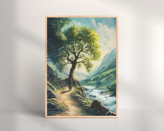 Impressão das Escrituras do Salmo 1: Arte de parede com versículos bíblicos cristãos (download digital)