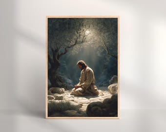 Garden of Gethsemane Print: Jesus Praying, Christian Home Decor (Digital Download)
