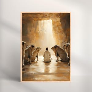 Daniel in the Lions&#39; Den Nursery Print: Christian Kids Room Decor (Digital Download)