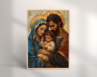 Heilige Familie Renaissance Art Print, katholisches Wohndekor (Digitaler Download)