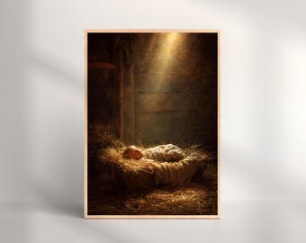 キリスト降誕の場面のプリント：ベツレヘムのイエス、キリスト教の