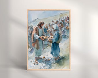 Jesus Feeding 5000 Print: Bible Story Christian Wall Art (Digital Download)