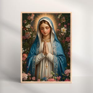 Holy Mary Mother of God Print, Mary&#39;s Silent Blessing, Catholic Christian Wall Art, Virgin Mary Prayer, Marian Art, Our Lady of Guadalupe