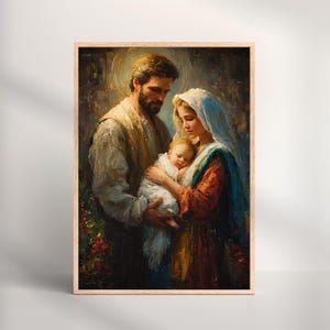 Holy Family Watercolor Nativity Art Print: Catholic Home Decor (Digital Download)
