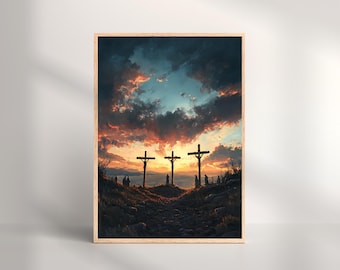 Three Crosses Calvary Print: Christian Easter Home Decor (Digital Download)