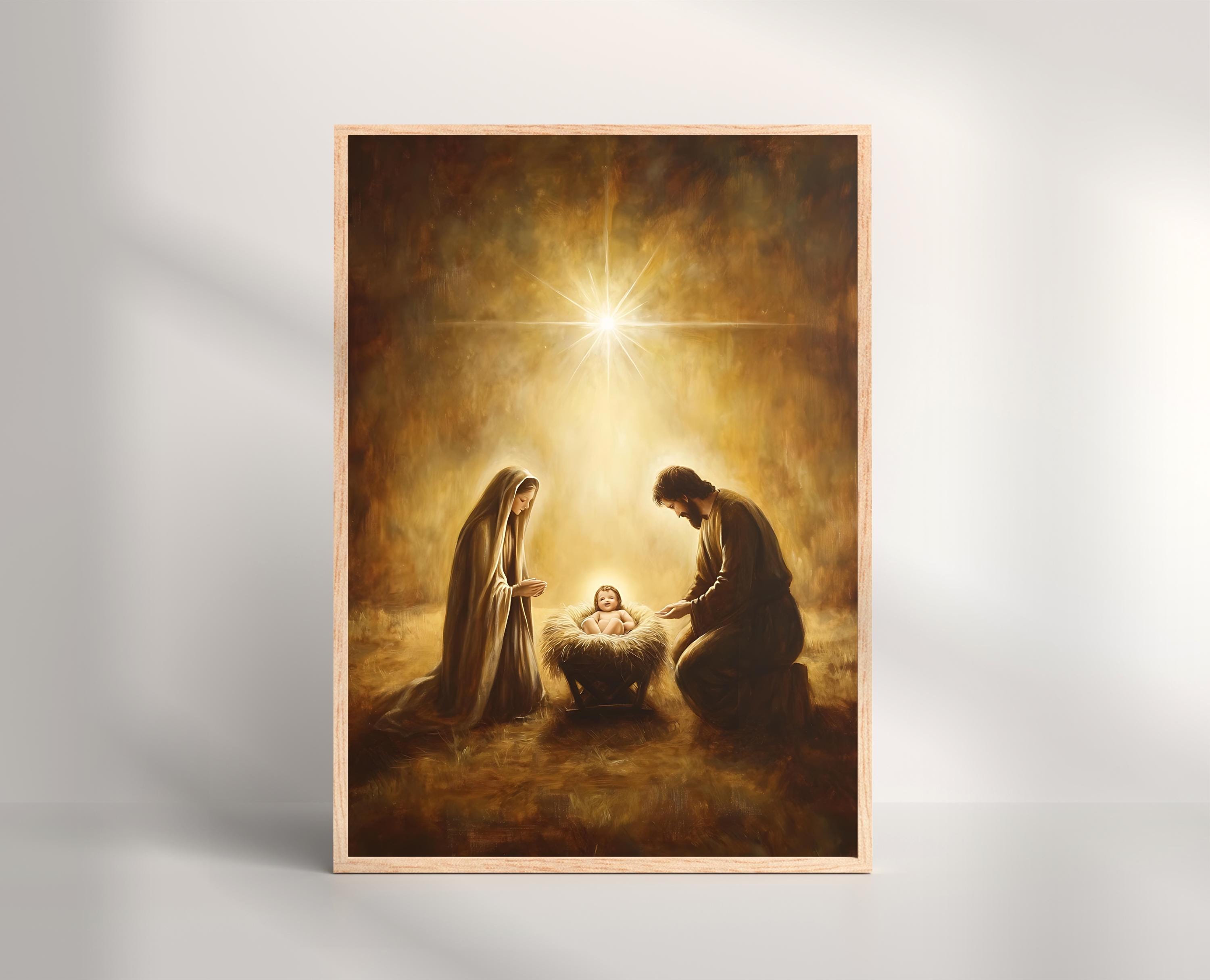 キリスト降誕の場面のプリント：ベツレヘムのイエス、キリスト教の