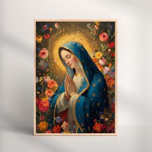 Virgin Mary Oil Painting Print: Catholic Marian Art (Digital Download)