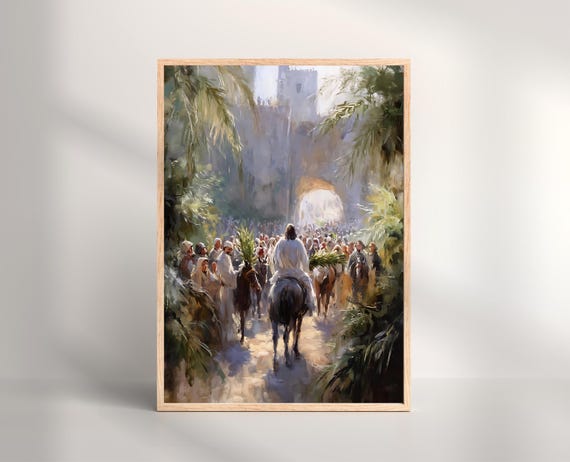 Jesus Enters Jerusalem Art Print: Palm Sunday Christian Wall Decor (Digital Download