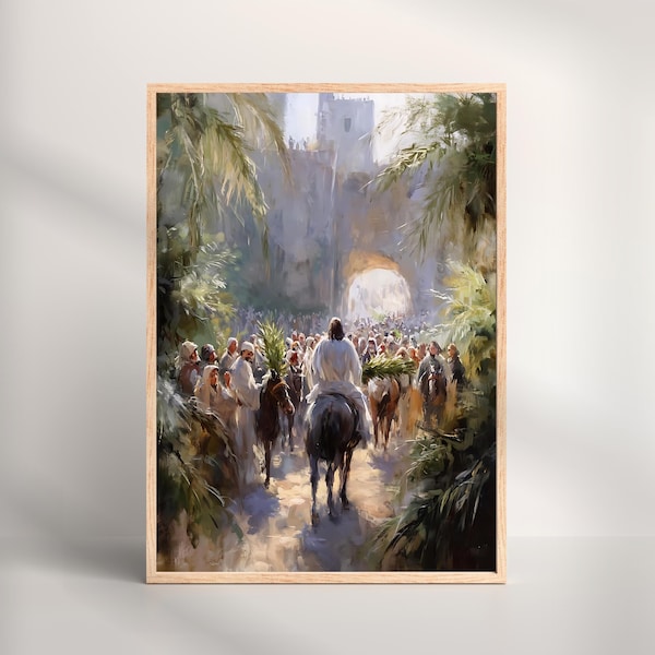 Jesus Enters Jerusalem Art Print: Palm Sunday Christian Wall Decor (Digital Download