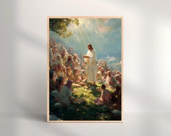 Jesus Feeding 5000 Print: Bible Story Christian Wall Art (Digital Download