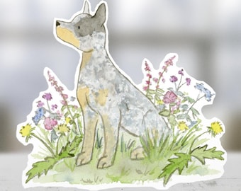 Blue Heeler Sticker, Australian Cattle Dog Sticker, Heeler Car decal, Cattle Dog Gift, Vinyl Dog Sticker, Waterproof Sticker, Dog Lover Gift