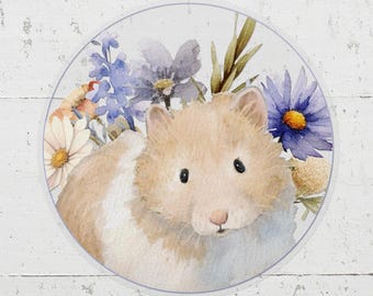 Cute Hamster Sticker, Golden Hamster, Syrian Hamster, hamster Owner Gift, Hamster Lover Gift, Watercolor Hamster