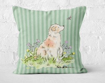 Australian Shepherd Throw Pillow cover, Red Merle Aussie, Watercolor Dog Pillow, 18x18, 22x22 Canvas Pillow, Aussie Gift, Dog Lover Gift