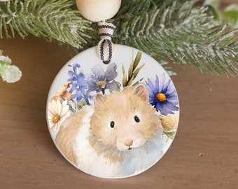 Personalized Hamster Ornament, Golden Cream Syrian Hamster, Hamster Lover Gift, Cute Hamster Art, Gift for Pet Owner, Unique Hamster Gift