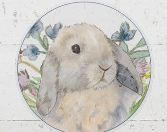 Cute Holland Lop Sticker, Blue Tort Holland Lop, Bunny Sticker, Rabbit Owner Gift, Bunny Lover, Watercolor Lop Bunny