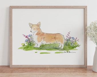 Welsh Corgis Kunst, Corgis Druck, Corgis Aquarell, Corgis Malerei, Corgis Geschenk, Hundezimmer, Haustier Portrait, Welpe Kunst, Kinderkunst, Hundekunst