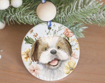 Shih Tzu Ornament, Shih Tzu Gifts, Lhasa Apso Ornament, Dog Name Ornament, Cute Dog Ornament, Dog Lover Gift, Personalized Ornament