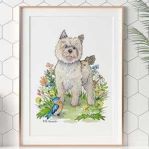 Cairn Terrier Art, Cairn Terrier Gift, Cairn Terrier Painting, Cute Cairn Terrier, Watercolor Dog Art, Pet Portrait, Puppy Nursery Art