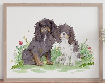 Cavalier King Charles Spaniel Print, Cavalier Gift, Cavalier Lover, Spaniel Lover Gift, Cavalier Spaniel Art, Watercolor Dog Art