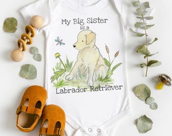 Yellow Lab Baby Bodysuit, Lab Baby Gift, Lab Lover, Baby Shower Gift, Lab Big Sister, Lab Big Brother, Labrador Retriever, Puppy Baby Shower