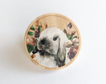 Wooden Holland Lop Pin, Sable Point Holland Lop, Rabbit Lover Gift, Bunny Mom, Holland Lop Gift, Bunny Gift, Stocking Stuffer
