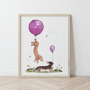 Dachshund Art, Puppy Nursery Art, Cute Dachshund Art, Weiner Dog Art, Dachshund Gift, Dachshund lover, Dachshund Nursery Art, Children's Art