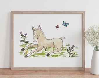 Pony Nursery Art, Children's Art, Girl's Horse Art, Horse Nursery Print, Kid's Wall Art, Children's Art, Nursery Decor, New Baby, Farm Art