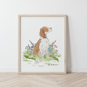 Springer Spaniel Art, Dog Nursery Art, Springer Spaniel Gift, Dog Lover Gift, Dog Portrait, Watercolor Dog Print, Springer Spaniel Painting