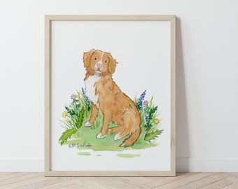 Nova Scotia Duck Tolling Retriever Art, Toller Painting, Toller Gift, Watercolor Dog Art, Puppy Nursery Art, Cute Dog Art, Dog Lover Gift
