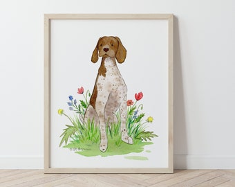 German Shorthaired Pointer Art, GSP Print, Dog Nursery Art, Pointer Lover Gift, GSP Gift, Puppy Nursery Art, Children's Art, Watercolor Dog