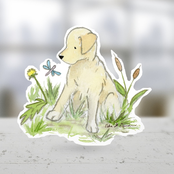 Yellow Lab Sticker, Labrador Sticker, Yellow Lab Car decal, Lab Gift, Die-Cut Decal, Vinyl Dog Sticker, Waterproof Sticker, Dog Lover Gift