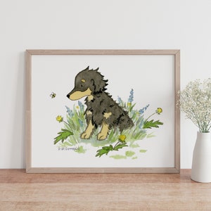 Dachshund Art, Dachshund Print, Long Haired Dachshund, Watercolor Dog Art, Puppy Nursery Art, Children's Art, Wiener Dog Art, Dachshund Gift