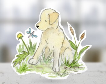 Yellow Lab Sticker, Labrador Sticker, Yellow Lab Car decal, Lab Gift, Die-Cut Decal, Vinyl Dog Sticker, Waterproof Sticker, Dog Lover Gift