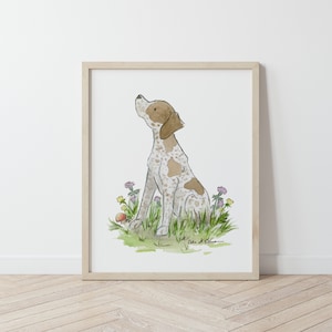 Pointer Art Print, German Shorthaired Pointer Print, Dog Nursery Art, Puppy Nursery Art, Children&#39;s Art, Bird Dog Art, Dog Gift, Watercolor