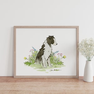 Border Collie Art, Border Collie Print,  Border Collie Gift, Dog Nursery Art, Dog Portrait Puppy Nursery Art Nursery Wall Art Children&#39;s Art