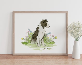 Border Collie Art, Border Collie Print,  Border Collie Gift, Dog Nursery Art, Dog Portrait Puppy Nursery Art Nursery Wall Art Children's Art