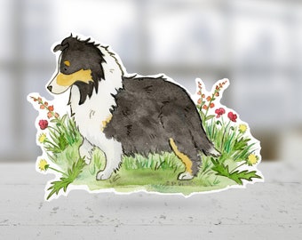 Sheltie Sticker, Shetland Sheepdog Decal, Sheltie Gifts, Tricolor Sheltie Sticker, Sheltie Stuff, Sheltie Mom, Sheltie Car Decal, Cute Dogs