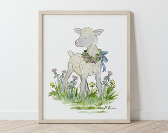 Children's Art, Farm Nursery Art, Lamb Nursery Print, Sheep Nursery Art, Kids Wall Art, Farm Nursery Decor, Baby Room Decor, Baby Lamb Art