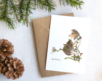 Sheltie Christmas Card Set, Shetland Sheepdog Holiday Card, 5 x 7  Card, Dog Lover Card, Sheltie Lover, Sheltie Gift, Collie Christmas Card