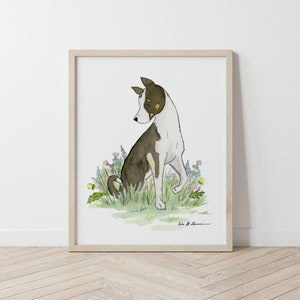 Dog Art, Tricolor Basenji, Dog Lover Gift, Dog Portrait, Children&#39;s Art, Watercolor Dog Art, Dog Painting, Pet Portrait, Husky Art Dog Print