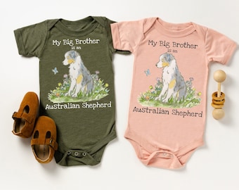 Aussie Baby Bodysuit, Cute Aussie, Blue Merle Australian Shepherd, Aussie Lover, Baby Shower Gift, Aussie Big Sister Aussie Big Brother