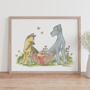German Shepherd Art, Great Dane Art, Dog Nursery Art, Nursery Print, Children's Art, Baby Boy Nursery, Baby Girl Nursery, Dog Lover Gift