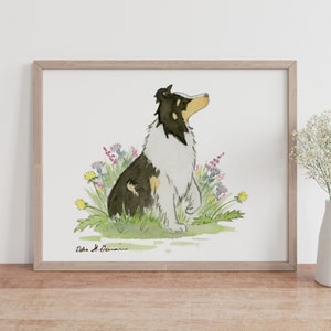 Sheltie Art, Sheltie Print, Tricolor Sheltie, Dog Nursery Art, Children&#39;s Art, Sheltie Gift, Sheltie Lover, Watercolor, Dog Portrait, Collie