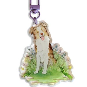 Aussie Keychain, Red Merle Aussie, Aussie Gift, Australian Shepherd Keyring, Aussie Lover Gift, Aussie Art, Gift for Dog Lover